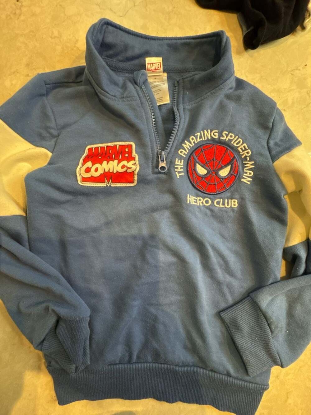 Marvel The Amazing Spider-Man Hero Club Quarter Zip Jacket Size 5 Blue
